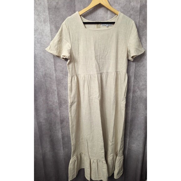 The Main Street Exchange Dresses & Skirts - Women's Cream Midi Dress with Ruffle Hem